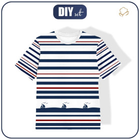 T-SHIRT DZIECIĘCY - STATKI / paski (marine) - single jersey