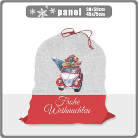 BRYKA MIKOŁAJA - FROHE WEIHNACHTEN - acid wash szary  - panel tkanina bawełniana / Rozmiar do wyboru