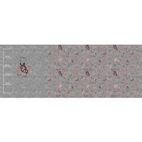 ALWAYS BEAUTIFUL (BROKATOWE MOTYLE) / ACID WASH SZARY - PANEL PANORAMICZNY SINGLE JERSEY (60cm x 155cm)