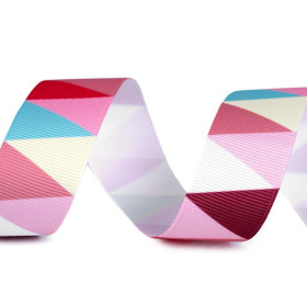 Tasiemka rypsowa 25 mm trójkąty - różowa
