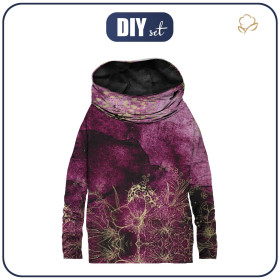 BLUZA DAMSKA (FURIA) NIETOPERZ Z KOMINEM - KWIATY / złoty kontur wz. 1 / AKWARELOWY MARMUR - zestaw do uszycia