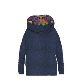 BLUZA DAMSKA (FURIA) NIETOPERZ Z KOMINEM - MELANŻ NAVY / MANDALA wz. 2 - zestaw do uszycia