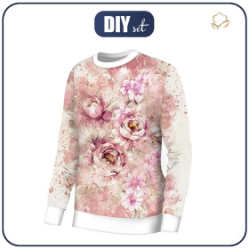 BLUZA DAMSKA (HANA) BASIC - WATERCOLOR FLOWERS wz. 6 - zestaw do uszycia