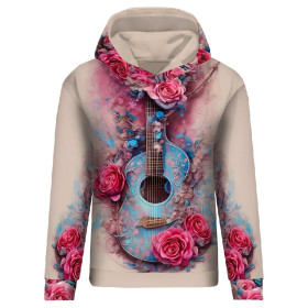 BLUZA DAMSKA (POLA) CLASSIC Z KAPTUREM - GITARA Z RÓŻAMI - zestaw do uszycia