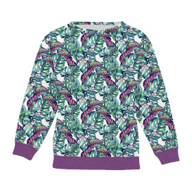 DZIECIĘCA BLUZA (NOE) - MINI LIŚCIE I OWADY WZ. 5 (TROPIKALNA NATURA) / biały - zestaw do uszycia