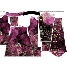 BLUZA ROZPINANA (MAX) - KWIATY / złoty kontur wz. 1 - DIY set