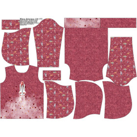 DZIECIĘCA BLUZA Z KAPTUREM (ALEX) - STATEK KOSMICZNY (WYPRAWA W KOSMOS) / ACID WASH BORDOWY - zestaw do uszycia