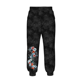 JOGGERY DAMSKIE (NOEMI) - AKWARELOWE KWIATY wz. 2 / czarny - zestaw do uszycia