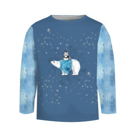 Longsleeve - PINGWIN NA MISIU / śnieżne niebo (ZACZAROWANA ZIMA) - zestaw do uszycia