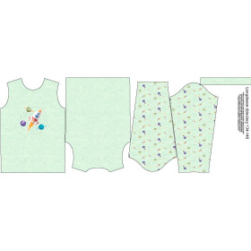 Longsleeve - RAKIETA I PLANETY (WYPRAWA W KOSMOS) / ACID WASH MIĘTOWY - zestaw do uszycia