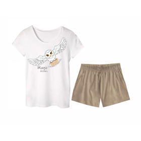 PIŻAMA-T-SHIRT "LINDA" - SOWA  (MAGICZNA SZKOŁA) - zestaw do uszycia