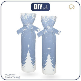 POKROWIEC NA BUTELKĘ - BIAŁE CHOINKI - DIY set 