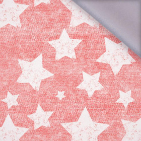 BIAŁE GWIAZDY / przecierany jeans (czerwony) - softshell