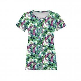 T-SHIRT DAMSKI XS - MINI LIŚCIE I OWADY WZ. 1 (TROPIKALNA NATURA) / biały - single jersey