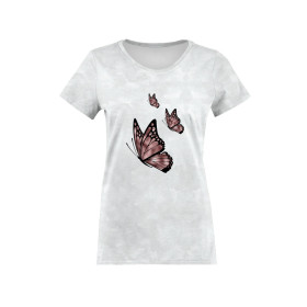 T-SHIRT DAMSKI - MOTYL wz. 3 (BROKATOWE MOTYLE) - single jersey