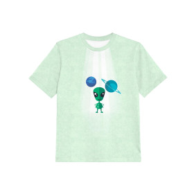 T-SHIRT DZIECIĘCY - KOSMITA (WYPRAWA W KOSMOS) / ACID WASH MIĘTOWY - single jersey