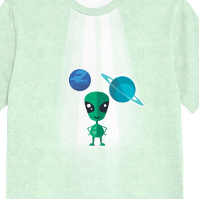 T-SHIRT DZIECIĘCY - KOSMITA (WYPRAWA W KOSMOS) / ACID WASH MIĘTOWY - single jersey