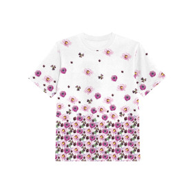 T-SHIRT DZIECIĘCY - KWIATY I KONICZYNY (NA ŁĄCE) - single jersey