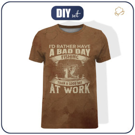 T-SHIRT MĘSKI - FISHING / brązowy - zestaw do uszycia