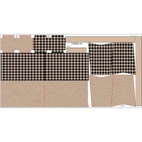 Torba XL z saszetką 2 w 1 - CZARNA PEPITKA / BEŻOWY - zestaw do uszycia