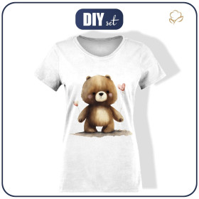 T-SHIRT DAMSKI - VALENTINE'S DAY / BEAR - zestaw do uszycia L
