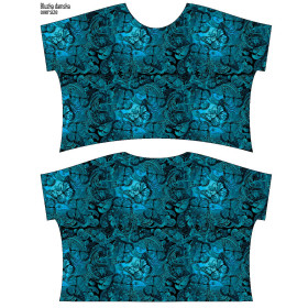 ZWIEWNA BLUZKA OVERSIZE "ELENA" - KORONKOWE MOTYLE / niebieskie - zestaw do uszycia