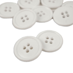 Guzik okrągły plastikowy 15mm czterodziurkowy - biały