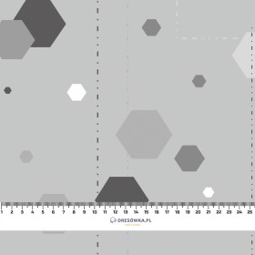 50CM HEKSAGONY / szary - Single jersey z elastanem