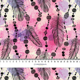 RÓŻOWE PIÓRKA I KORALIKI - Hydrofobowa dzianina drapana 