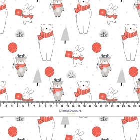 ZWIERZAKI W SZALIKACH WZ. 2 (ZIMOWA ZABAWA) - tkanina bawełniana