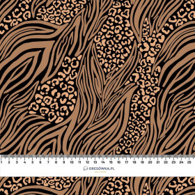 ZWIERZĘCY MIX / karmelowy - Hydrofobowa dzianina drapana 