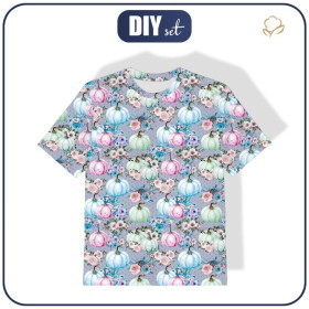 T-SHIRT DZIECIĘCY - DYNIE I KWIATKI wz. 1 (DYNIOWY OGRÓDEK) - single jersey