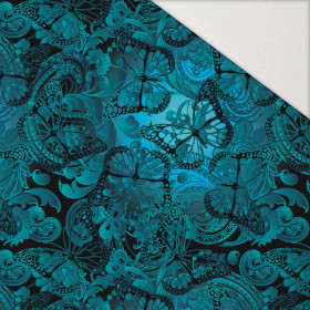 KORONKOWE MOTYLE / niebieskie - Hydrofobowa dzianina drapana 