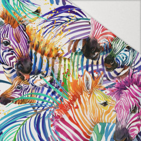 ZEBRY / tęczowy  - Hydrofobowa dzianina drapana 