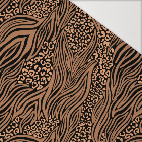 ZWIERZĘCY MIX / karmelowy - Hydrofobowa dzianina drapana 