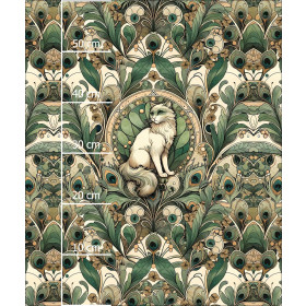 ART NOUVEAU CATS & FLOWERS WZ. 1 - PANEL (60cm x 50cm) SINGLE JERSEY