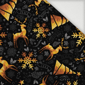 ZŁOTE JELENIE / czarny - Tkanina na obrusy