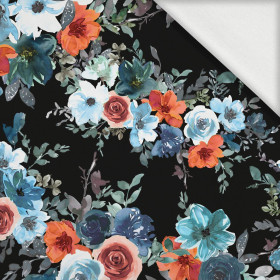 AKWARELOWE KWIATY wz. 2 / czarny - dzianina pętelkowa z elastanem ITY