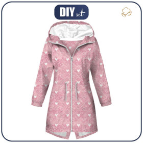 PARKA DAMSKA (ANNA) - SERDUSZKA I ROMBY / przecierany jeans (Róż kwarcowy) - zestaw do uszycia