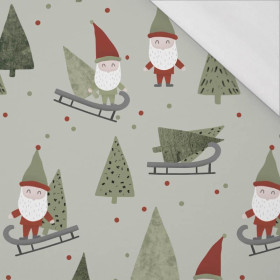 KRASNOLUDKI NA SANKACH (LEŚNE KRASNALE) / JASNY KHAKI - single jersey z elastanem 