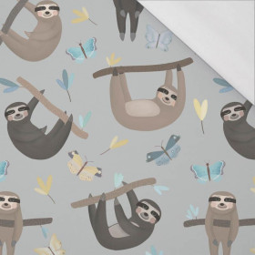 LENIWCE / motylki (LENIWCE) / szary - single jersey z elastanem 