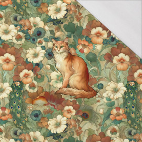 ART NOUVEAU CATS & FLOWERS WZ. 2 - PANEL (60cm x 50cm) SINGLE JERSEY