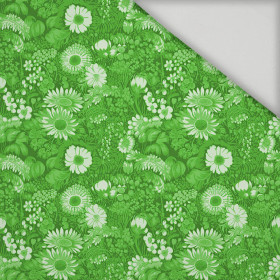 LIME GREEN / FLOWERS - tkanina szybkoschnąca