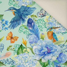 ZIMORODKI I BZY (ZIMORODKI NA ŁĄCE) / błękitny- Welur tapicerski