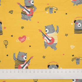 Rock N Roll bear / musztardowy - dresówka pętelkowa 