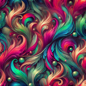 COLORFUL FEATHERS - tkanina bawełniana