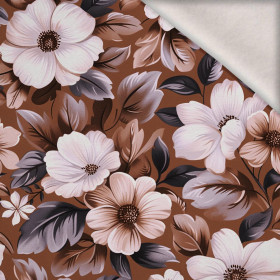 FLOWERS WZ.6/ Mocha Mousse  - dzianina drapana z elastanem ITY