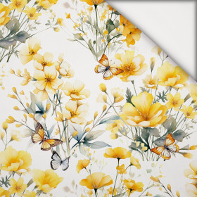 FLOWERS (BUTTER YELLOW) - lekka dzianina drapana