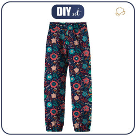 DZIECIĘCE SPODNIE Z SOFTSHELLU (YETI) - FOLKOWE PTAKI / navy
