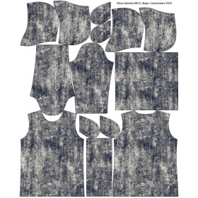 BLUZA DAMSKA (MEGI) - DŁUGA Z KAPTUREM - GRUNGE (navy) -  dzianina pętelkowa